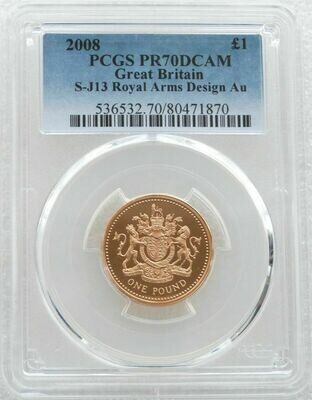 2008 Royal Arms £1 Gold Proof Coin PCGS PR70 DCAM