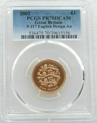 2002 Golden Jubilee Three Lions of England £1 Gold Proof Coin PCGS PR70 DCAM