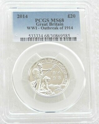 2014 First World War Outbreak £20 Silver Coin PCGS MS68