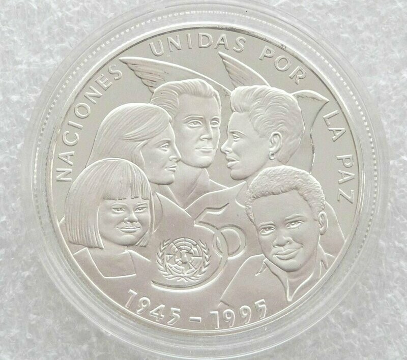 1995 Cuba United Nations 10 Pesos Silver Proof Coin