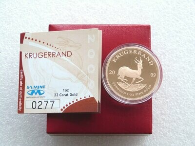 2009 South Africa Full Krugerrand Gold Proof 1oz Coin Box Coa