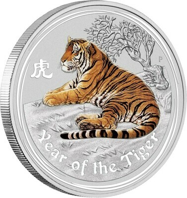 2010-P Australia Lunar Tiger Colour $8 Silver 5oz Coin