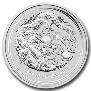 2012-P Australia Lunar Dragon 50c Silver 1/2oz Coin