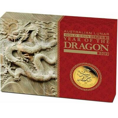 2012-P Australia Lunar Dragon $100 Gold Proof 1oz Coin Box Coa