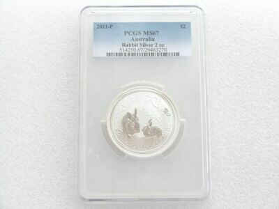 2011-P Australia Lunar Rabbit $2 Silver 2oz Coin PCGS MS67