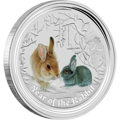 2011-P Australia Lunar Rabbit Colour $8 Silver 5oz Coin