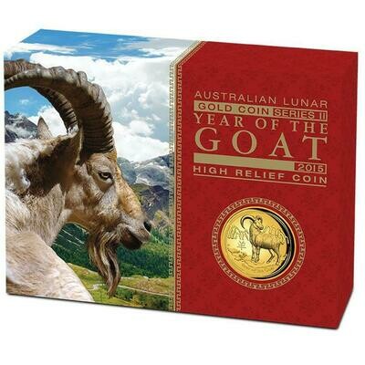 2015-P Australia Lunar Goat High Relief $100 Gold Proof 1oz Coin Box Coa