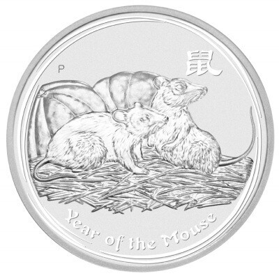 2008-P Australia Lunar Mouse $1 Silver 1oz Coin