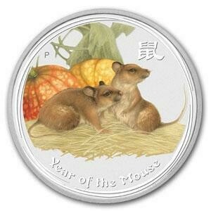 2008-P Australia Lunar Mouse Colour $8 Silver 5oz Coin