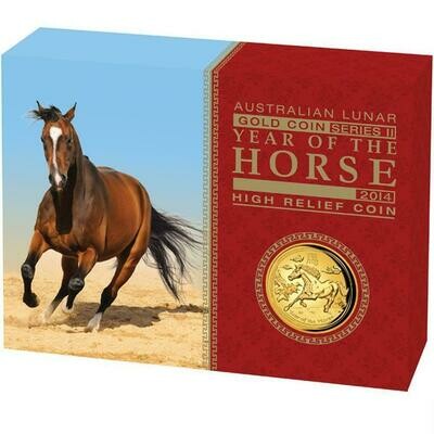 2014-P Australia Lunar Horse High Relief $100 Gold Proof 1oz Coin Box Coa