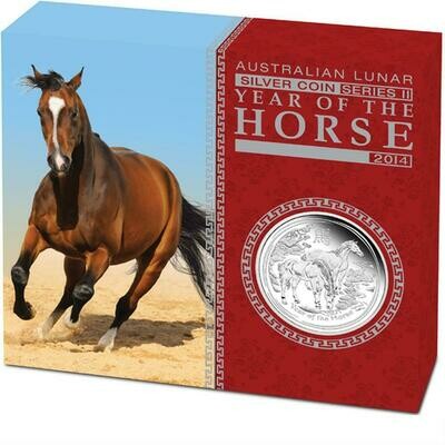 2014-P Australia Lunar Horse $1 Silver Proof 1oz Coin Box Coa