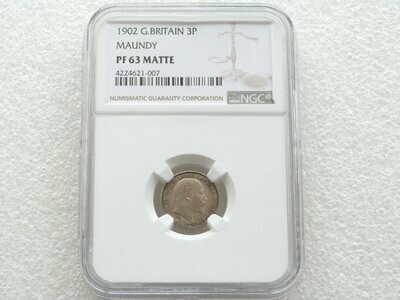 1902 Edward VII Coronation Maundy 3D Silver Matte Proof Coin NGC PF63