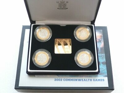 2002 Commonwealth Games £2 Silver Proof 4 Coin Set Box Coa