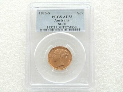 1873-S Australia Sydney Victoria Full Sovereign Gold Coin PCGS AU58