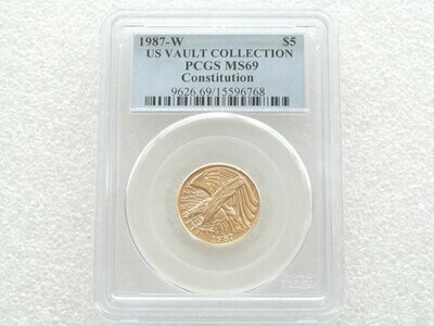 1987-W American Constitution $5 Gold Coin PCGS MS69