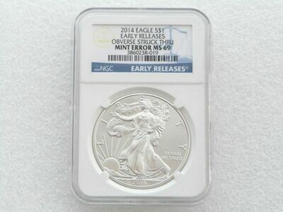 2014 American Eagle $1 Silver 1oz Coin NGC MS69 Blue Label Mint Error