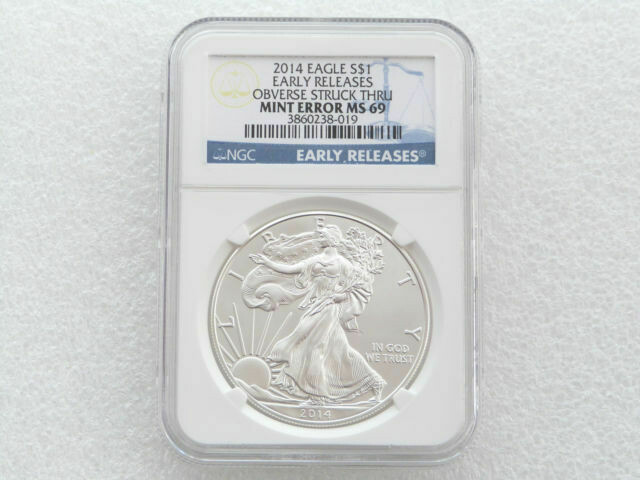 2014 American Eagle $1 Silver 1oz Coin NGC MS69 Blue Label Mint Error