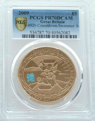 2009 London Olympic Games Countdown £5 Gold Proof Coin PCGS PR70 DCAM