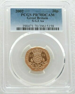 2002 Golden Jubilee Crowned Tudor Rose 20p Gold Proof Coin PCGS PR70 DCAM