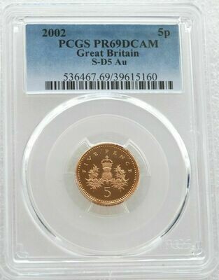 2002 Golden Jubilee Scottish Thistle 5p Gold Proof Coin PCGS PR69 DCAM