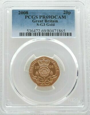 2008 Crowned Tudor Rose 20p Gold Proof Coin PCGS PR69 DCAM