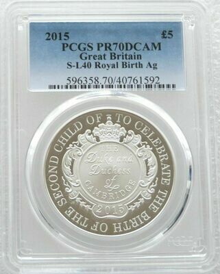 2015 Princess Charlotte Royal Birth £5 Silver Proof Coin PCGS PR70 DCAM