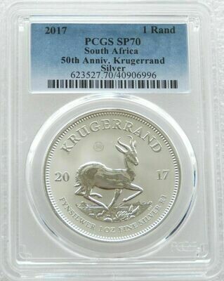 2017 South Africa 50th Anniversary Privy Mark Krugerrand Silver 1oz Coin PCGS SP70
