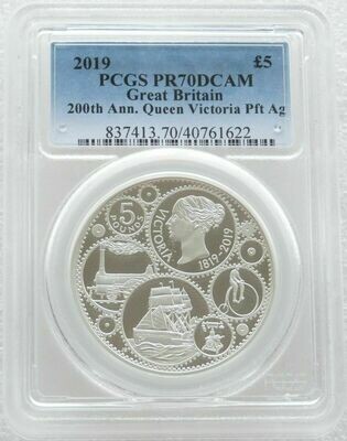 2019 Birth of Queen Victoria Piedfort £5 Silver Proof Coin PCGS PR70 DCAM