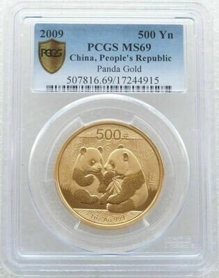 2009 China Panda 500 Yuan Gold 1oz Coin PCGS MS69