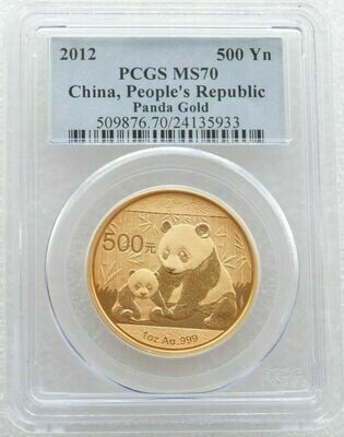 2012 China Panda 500 Yuan Gold 1oz Coin PCGS MS70