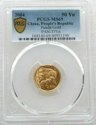 2004 China Panda 50 Yuan Gold 1/10oz Coin PCGS MS69