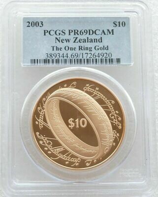 2003 New Zealand Lord of the Rings One Ring $10 Gold Proof Coin PCGS PR69 DCAM