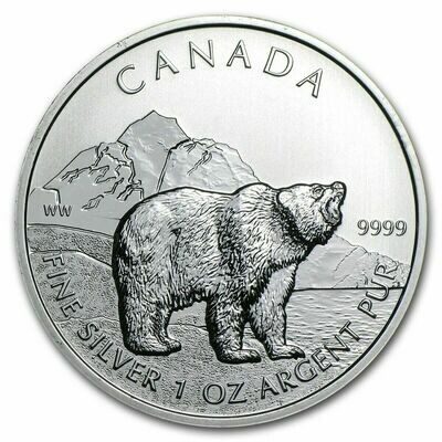 2011 Canada Wildlife Series Grizzly Bear $5 Silver 1oz Coin