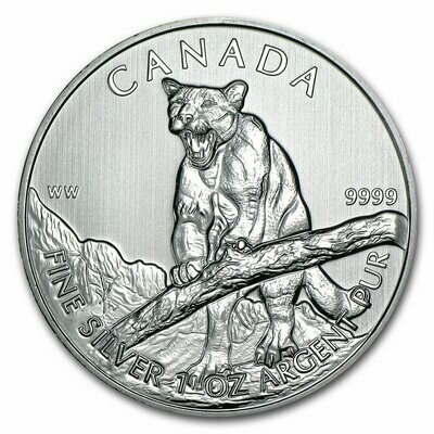 2012 Canada Wildlife Series Cougar $5 Silver 1oz Coin