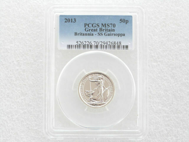 2013 Shipwreck S.S. Gairsoppa Britannia 50p Silver 1/4oz Coin PCGS MS70