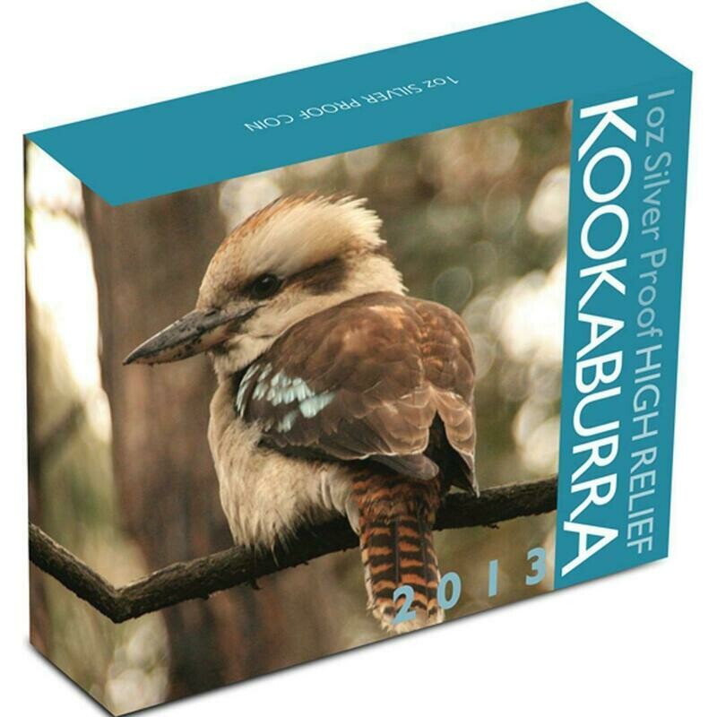 2013 Australia Kookaburra High Relief $1 Silver Proof 1oz Coin Box Coa