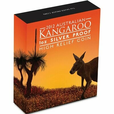 2012 Australia Kangaroo High Relief $1 Silver Proof 1oz Coin Box Coa