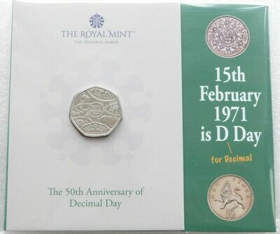 2021 Decimal Day 50p Brilliant Uncirculated Coin Pack Sealed