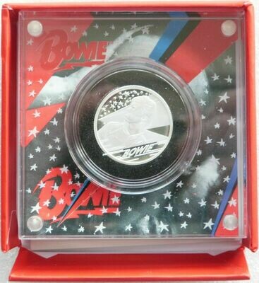 2020 Music Legends David Bowie £1 Silver Proof 1/2oz Coin Box Coa