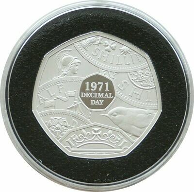 2021 Decimal Day Piedfort 50p Silver Proof Coin Box Coa