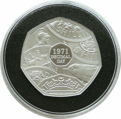 2021 Decimal Day 50p Silver Proof Coin Box Coa