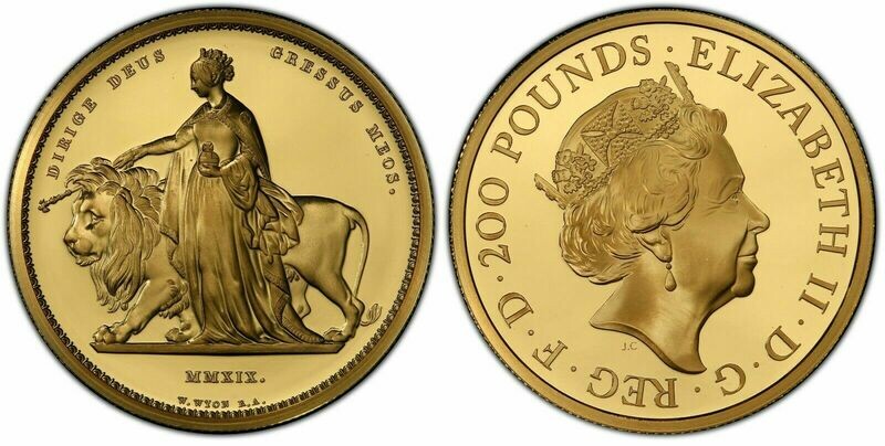 2019 Great Engravers Una and the Lion £200 Gold Proof 2oz Coin PCGS PR70 DCAM