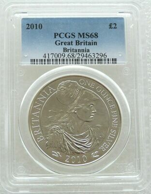2010 Britannia £2 Silver Bullion 1oz Coin PCGS MS68