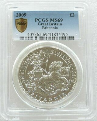 2009 Britannia £2 Silver Bullion 1oz Coin PCGS MS69 Secure