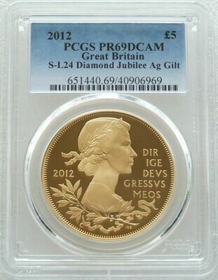 2012 Diamond Jubilee £5 Silver Gold Proof Coin PCGS PR69 DCAM