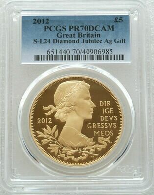 2012 Diamond Jubilee £5 Silver Gold Proof Coin PCGS PR70 DCAM
