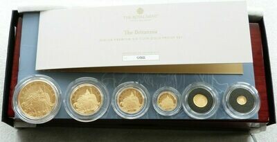 2021 Britannia Premium Gold Proof 6 Coin Set Box Coa - Mintage 150