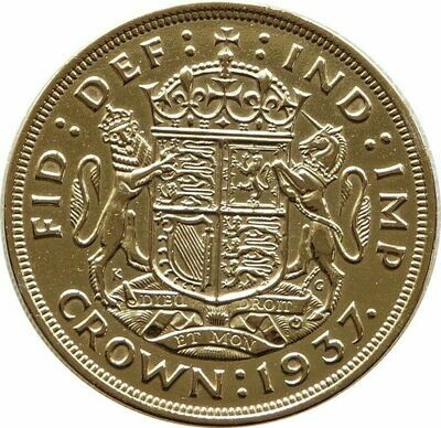 1937 George VI Coronation Silver Gold Crown Coin