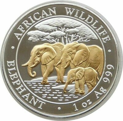 2013 Somalia Elephant 100 Shillings Silver Gold 1oz Coin