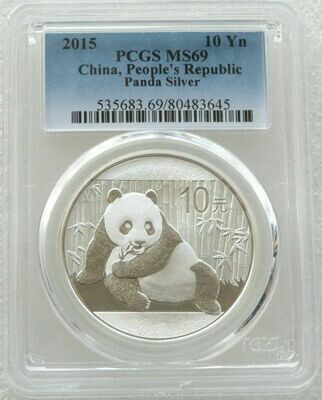 2015 China Panda 10 Yuan Silver 1oz Coin PCGS MS69